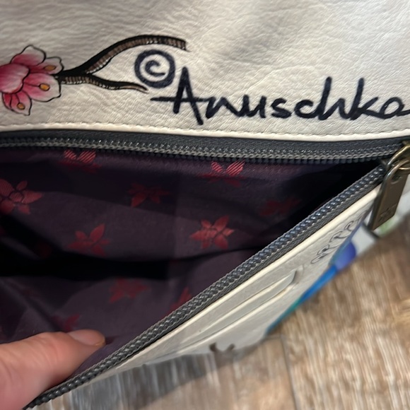 White Large Shoulder Hobo - 8082 Anna by Anuschka Peacock purse bag - Picture 6 of 15